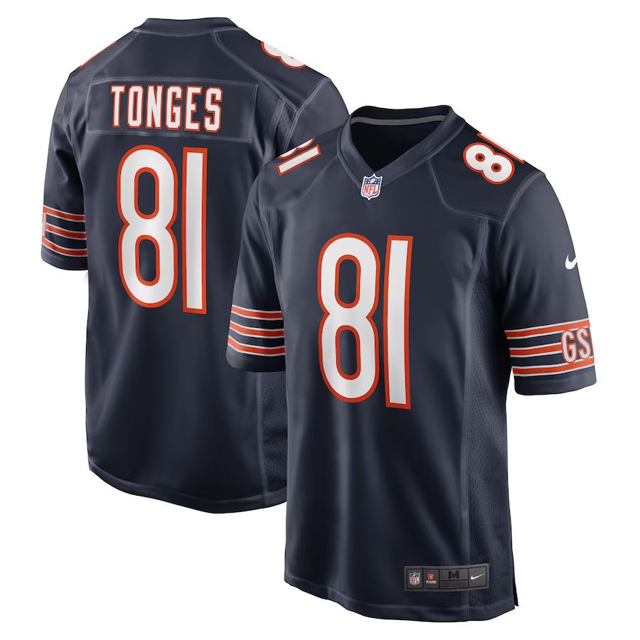 Men Chicago Bears #81 Jake Tonges Nike Navy Game Player NFL Jersey->women nfl jersey->Women Jersey